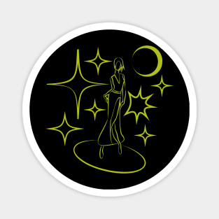 dancing girl with moon and stars Magnet